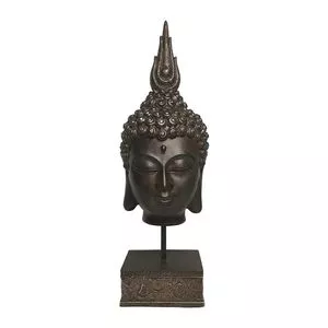 Buda Decorativo<BR>- Marrom Escuro<BR>- 41,5x14,5x13cm<BR>- Btc Decor