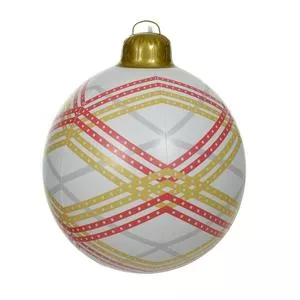 Bola Decorativa Inflável<BR>- Off White & Dourada<BR>- Ø60cm