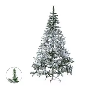 Árvore De Natal Com Neve<BR>- Verde Escuro & Branca<BR>- 180cm