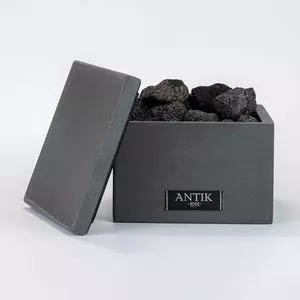 Caixa Com Pedras Aromatizadoras<BR>- Cedro, Chocolate Negro & Gengibre<BR>- 22x18x23cm<BR>- Antik