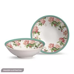 Jogo De Bowls Sweet Vintage<BR>- Azul Turquesa & Rosa Claro<BR>- 6Pçs<BR>- 300ml<BR>- Alleanza Ceramica