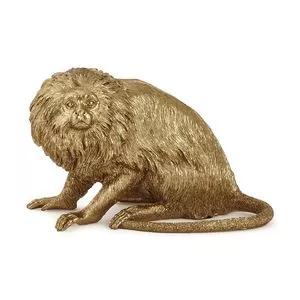 Escultura Macaco<BR>- Dourada<BR>- 17x27x11cm<BR>- Mart