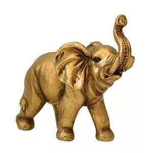 Elefante Decorativo<BR>- Dourado<BR>- 12x11x6cm<BR>- Br Continental