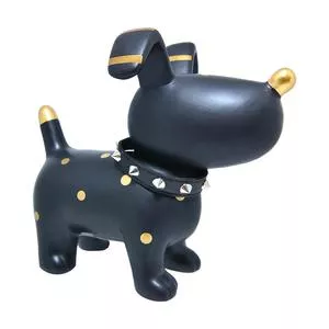 Cachorro Decorativo<BR>- Preto & Dourado<BR>- 21x15x23cm<BR>- Br Continental
