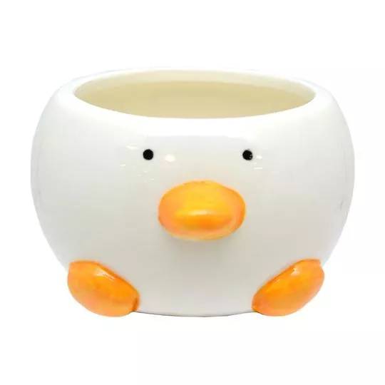 Cachepot Duck- Branco & Amarelo- 7x11x12cm- Br Continental