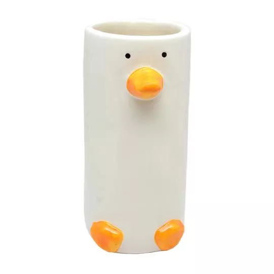 Cachepot Duck- Branco & Amarelo- 15xØ8cm- Br Continental