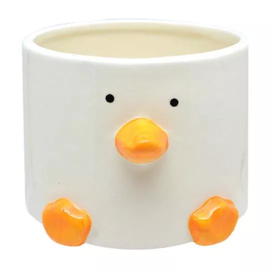 Cachepot Duck- Branco & Amarelo- 11xØ12,5cm- Br Continental