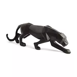 Escultura Leopardo Geométrico<BR>- Preta<BR>- 18x61x9,5cm<BR>- Mart