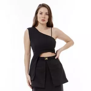 Cropped Com Recorte<BR>- Preto