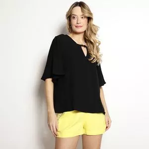 Blusa Texturizada<BR>- Preta