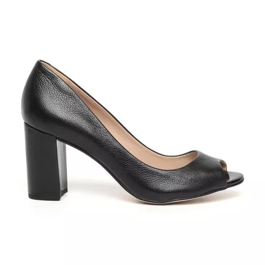 Peep Toe Liso- Preto- Salto: 8cm- Luz da Lua