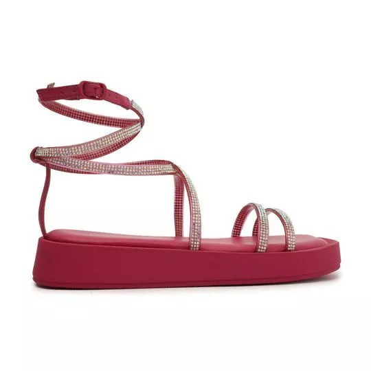 Sandália Plataforma Com Termocolantes- Pink & Prateada- Salto: 4cm- Anacapri