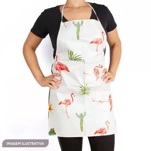 Avertal Para Cozinha Flamingos<BR>- Branco<BR>- 69x46cm