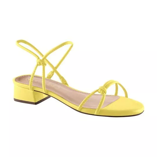 Sandália Com Tiras- Amarela- Salto: 3cm