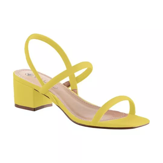 Sandália Com Tiras- Amarela- Salto: 5cm
