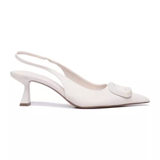 Slingback Com Aviamento- Off White