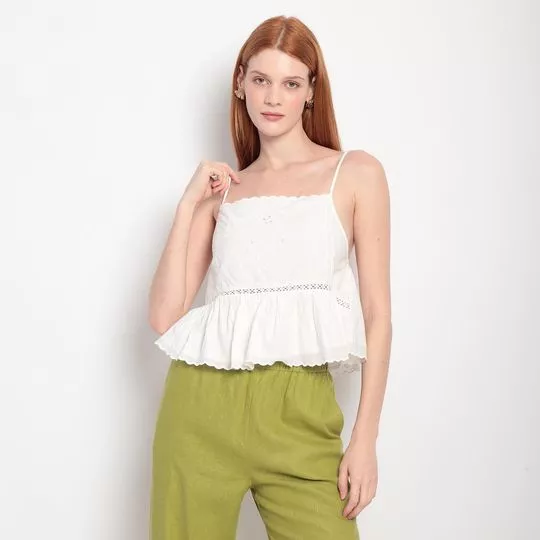 Cropped Com Recortes- Branco