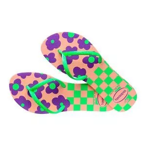 Chinelo Havaianas Flat Mix<BR>- Rosa & Verde