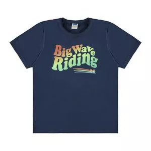 Camiseta Com Inscrição<BR>- Azul Marinho
