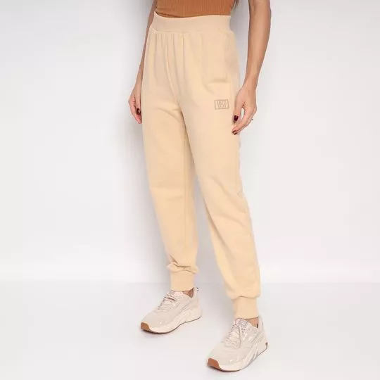 Calça Jogger Em Moletom- Bege