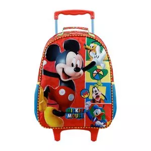 Mochila Com Rodinha Mickey Mouse®<BR>- Vermelha & Azul<BR>- G