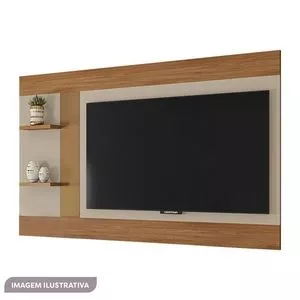 Painel Para Tv Discovery<BR>- Off White & Bege<BR>- 46,7x205,7x6cm