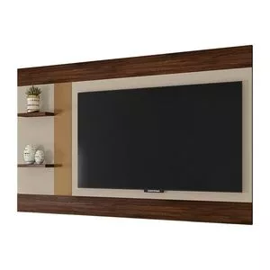 Painel Para Tv Discovery<BR>- Off White & Marrom<BR>- 46,7x205,7x6cm