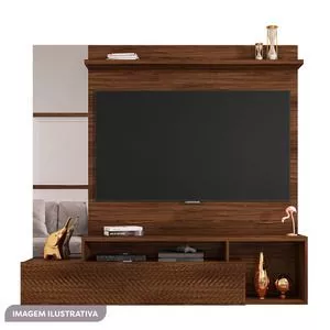 Painel Com Bancada Para Tv Inbox<BR>- Marrom<BR>- 152x160x29,5cm