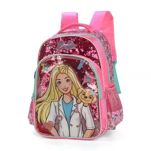 Mochila Barbie®<BR>- Rosa & Verde Água<BR>- 44x33x4cm<BR>- Luxcel