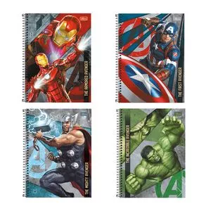 Kit De Cadernos Avengers®<BR>- 80 Folhas<BR>- 4Pçs