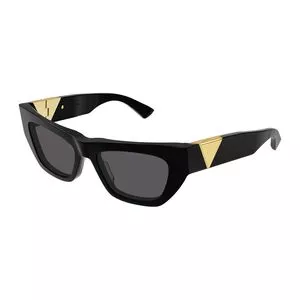 Óculos De Sol Retangular<BR>- Preto & Dourado