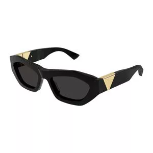 Óculos De Sol Retangular<BR>- Preto & Dourado