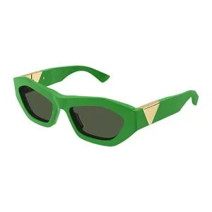 Óculos De Sol Retangular<BR>- Verde & Dourado