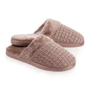 Pantufa Em Tricô<BR>- Marrom