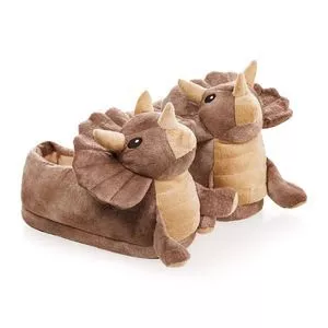 Pantufa Dinossauro<BR>- Marrom & Marrom Claro