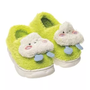 Pantufa Nuvem<BR>- Verde Limão & Off White