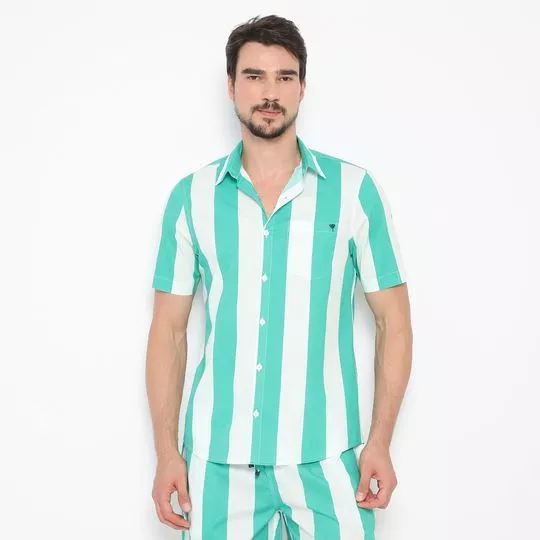 Camisa Listrada- Verde Água & Branca