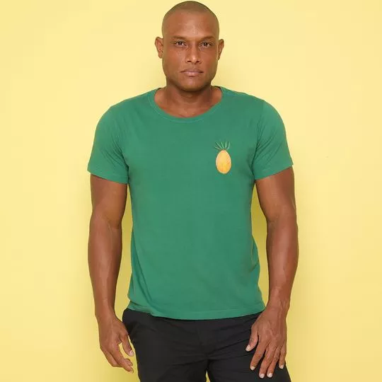 Camiseta Abacaxi- Verde Escuro & Amarela