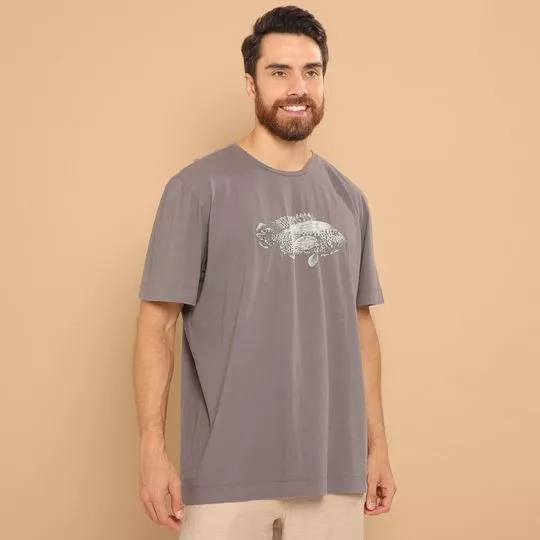 Camiseta Peixe- Cinza & Cinza Claro