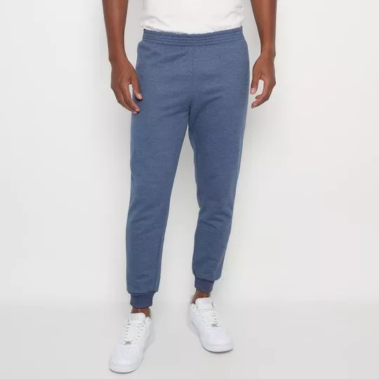 Calça Jogger Em Moletom- Azul Escuro- Costa Rica