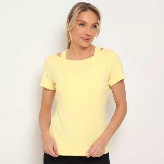 Blusa Com Vazados- Amarelo Claro