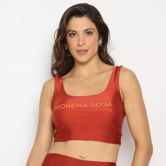 Top Com Inscrição Da Marca- Vermelho & Laranja