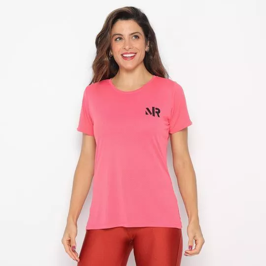 Camiseta Com Logo- Rosa & Preta