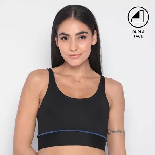 Cropped Dupla Face- Azul & Preto- Patra