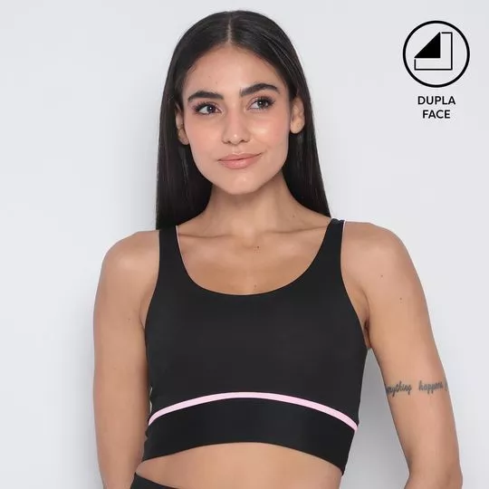 Cropped Dupla Face- Rosa Claro & Preto- Patra