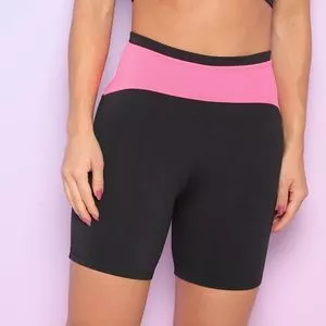 Short Com Recortes<BR>- Preto & Pink<BR>- Patra