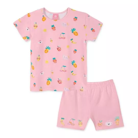 Pijama Infantil Frutas- Rosa Claro & Laranja- LILICA RIPILICA & TIGOR