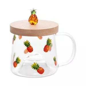 Caneca Abacaxi<BR>- Incolor & Laranja<BR>- 350ml<BR>- Lyor