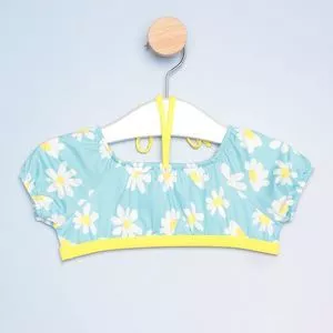 Top Floral<BR>- Azul & Amarelo<BR>- Mon Sucré