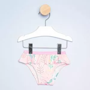 Calcinha Biquíni Com Babado<BR>- Rosa Claro & Verde Claro<BR>- Mon Sucré